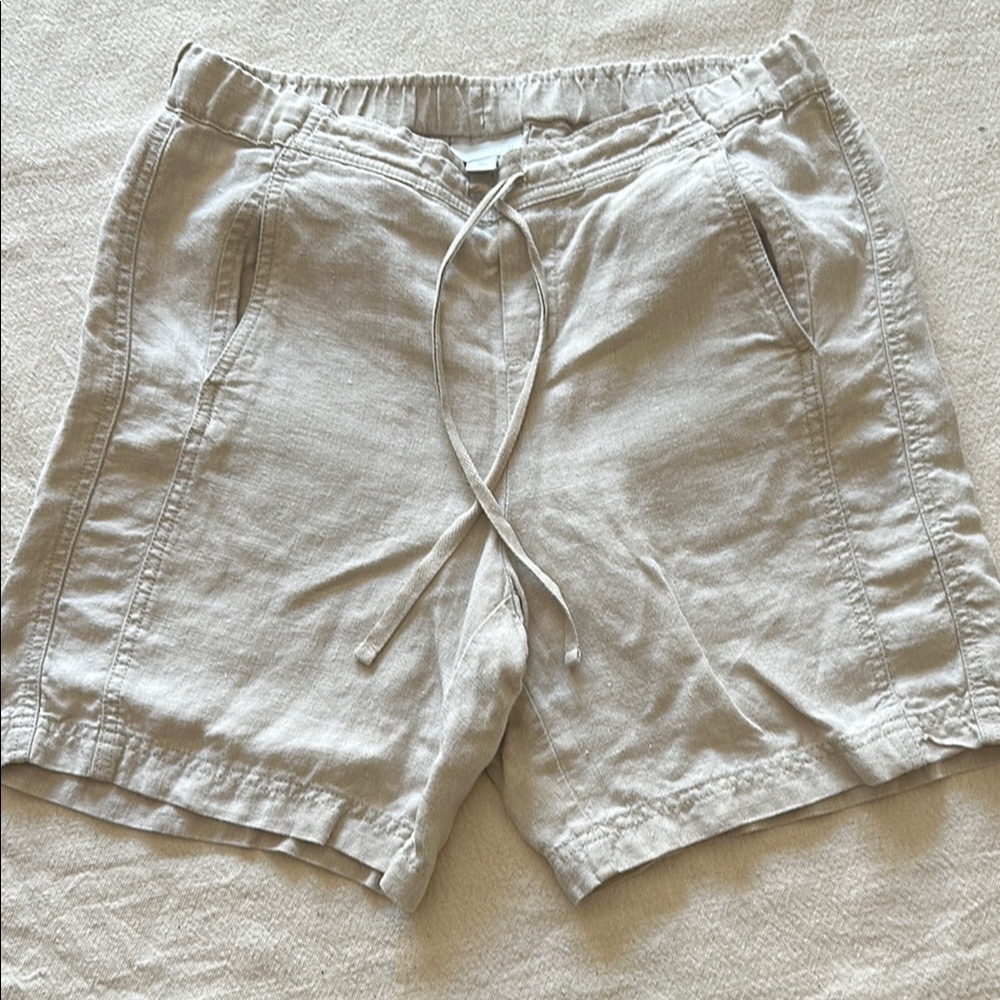 J. Jill Love Linen Tan Drawstring Shorts, XS
